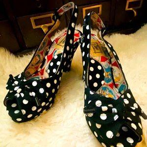 Miss L-Fire Polka Dot Peep Toe pumps